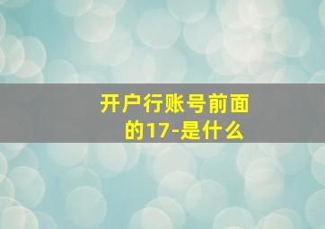 开户行账号前面的17-是什么