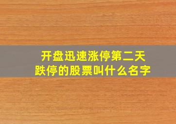 开盘迅速涨停第二天跌停的股票叫什么名字