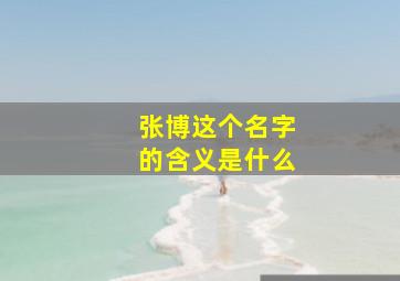 张博这个名字的含义是什么