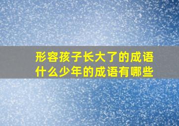 形容孩子长大了的成语什么少年的成语有哪些