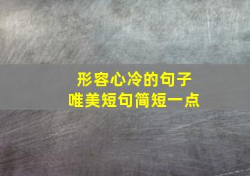 形容心冷的句子唯美短句简短一点