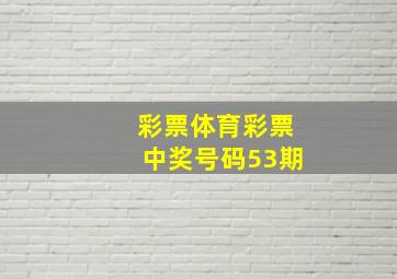 彩票体育彩票中奖号码53期