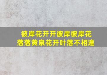 彼岸花开开彼岸彼岸花落落黄泉花开叶落不相逢