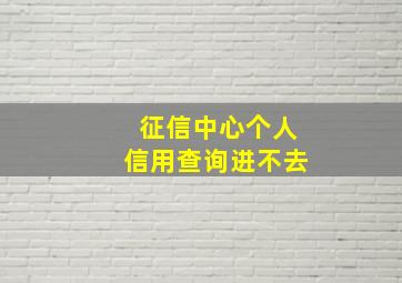 征信中心个人信用查询进不去