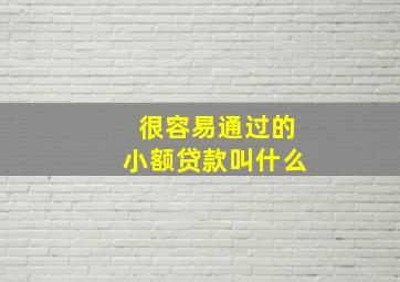 很容易通过的小额贷款叫什么