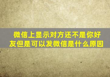 微信上显示对方还不是你好友但是可以发微信是什么原因