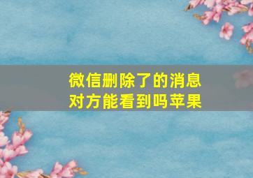 微信删除了的消息对方能看到吗苹果