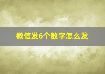 微信发6个数字怎么发