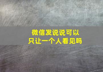 微信发说说可以只让一个人看见吗