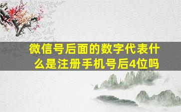 微信号后面的数字代表什么是注册手机号后4位吗