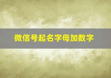 微信号起名字母加数字