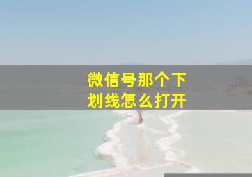 微信号那个下划线怎么打开