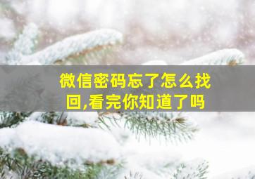 微信密码忘了怎么找回,看完你知道了吗