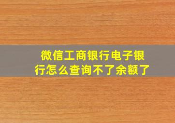 微信工商银行电子银行怎么查询不了余额了