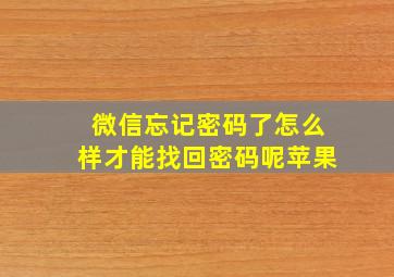 微信忘记密码了怎么样才能找回密码呢苹果