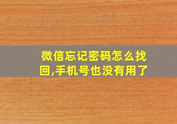 微信忘记密码怎么找回,手机号也没有用了