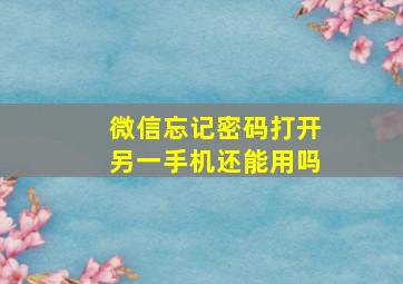 微信忘记密码打开另一手机还能用吗