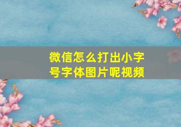 微信怎么打出小字号字体图片呢视频