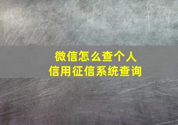 微信怎么查个人信用征信系统查询