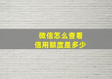 微信怎么查看信用额度是多少