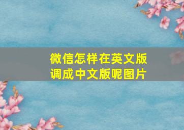 微信怎样在英文版调成中文版呢图片