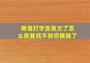 微信打字变英文了怎么恢复找不到切换键了