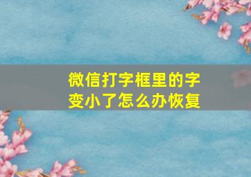 微信打字框里的字变小了怎么办恢复