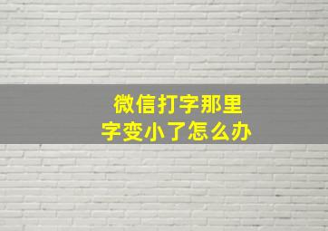 微信打字那里字变小了怎么办