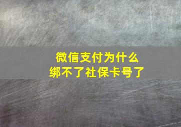 微信支付为什么绑不了社保卡号了