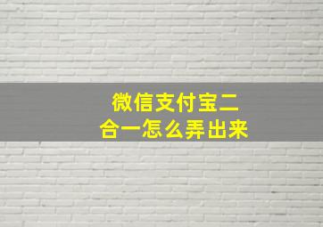 微信支付宝二合一怎么弄出来