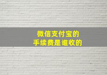 微信支付宝的手续费是谁收的