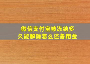 微信支付宝被冻结多久能解除怎么还备用金