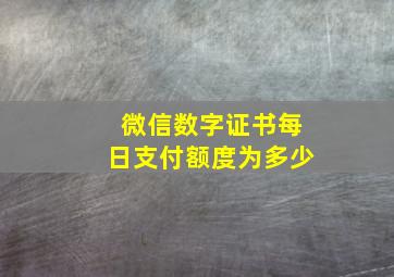 微信数字证书每日支付额度为多少