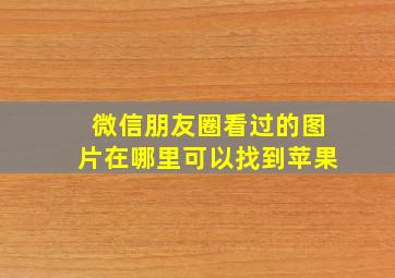 微信朋友圈看过的图片在哪里可以找到苹果