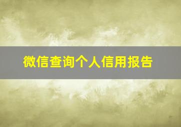 微信查询个人信用报告