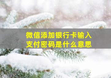 微信添加银行卡输入支付密码是什么意思