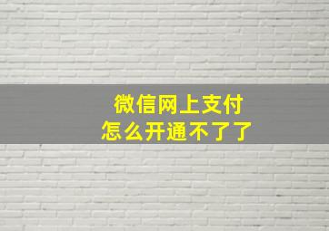 微信网上支付怎么开通不了了