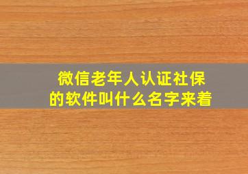 微信老年人认证社保的软件叫什么名字来着