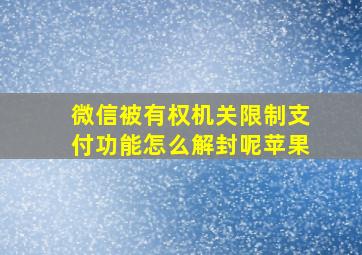 微信被有权机关限制支付功能怎么解封呢苹果