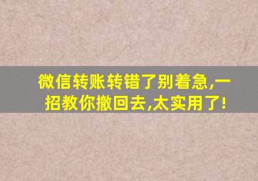 微信转账转错了别着急,一招教你撤回去,太实用了!