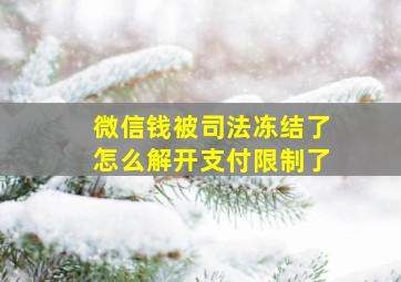 微信钱被司法冻结了怎么解开支付限制了