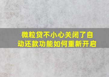 微粒贷不小心关闭了自动还款功能如何重新开启