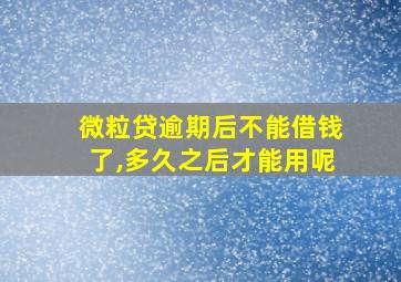 微粒贷逾期后不能借钱了,多久之后才能用呢