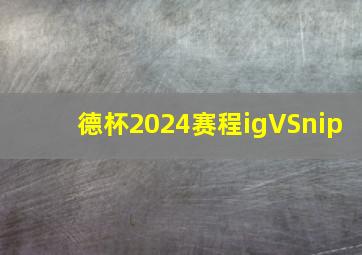 德杯2024赛程igVSnip