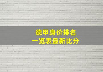 德甲身价排名一览表最新比分