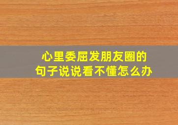 心里委屈发朋友圈的句子说说看不懂怎么办