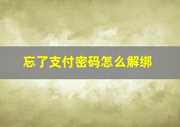 忘了支付密码怎么解绑