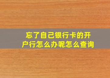 忘了自己银行卡的开户行怎么办呢怎么查询