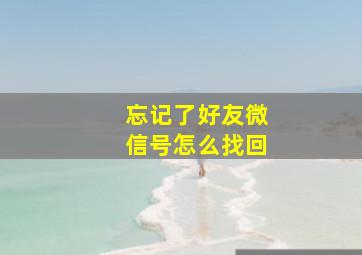 忘记了好友微信号怎么找回