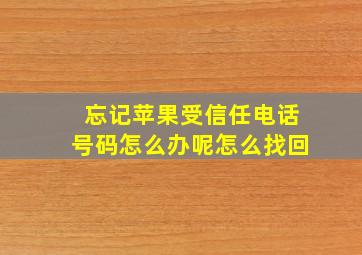 忘记苹果受信任电话号码怎么办呢怎么找回